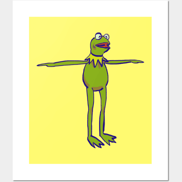 kermit the frog t pose to assert dominance / the muppets meme Wall Art by mudwizard